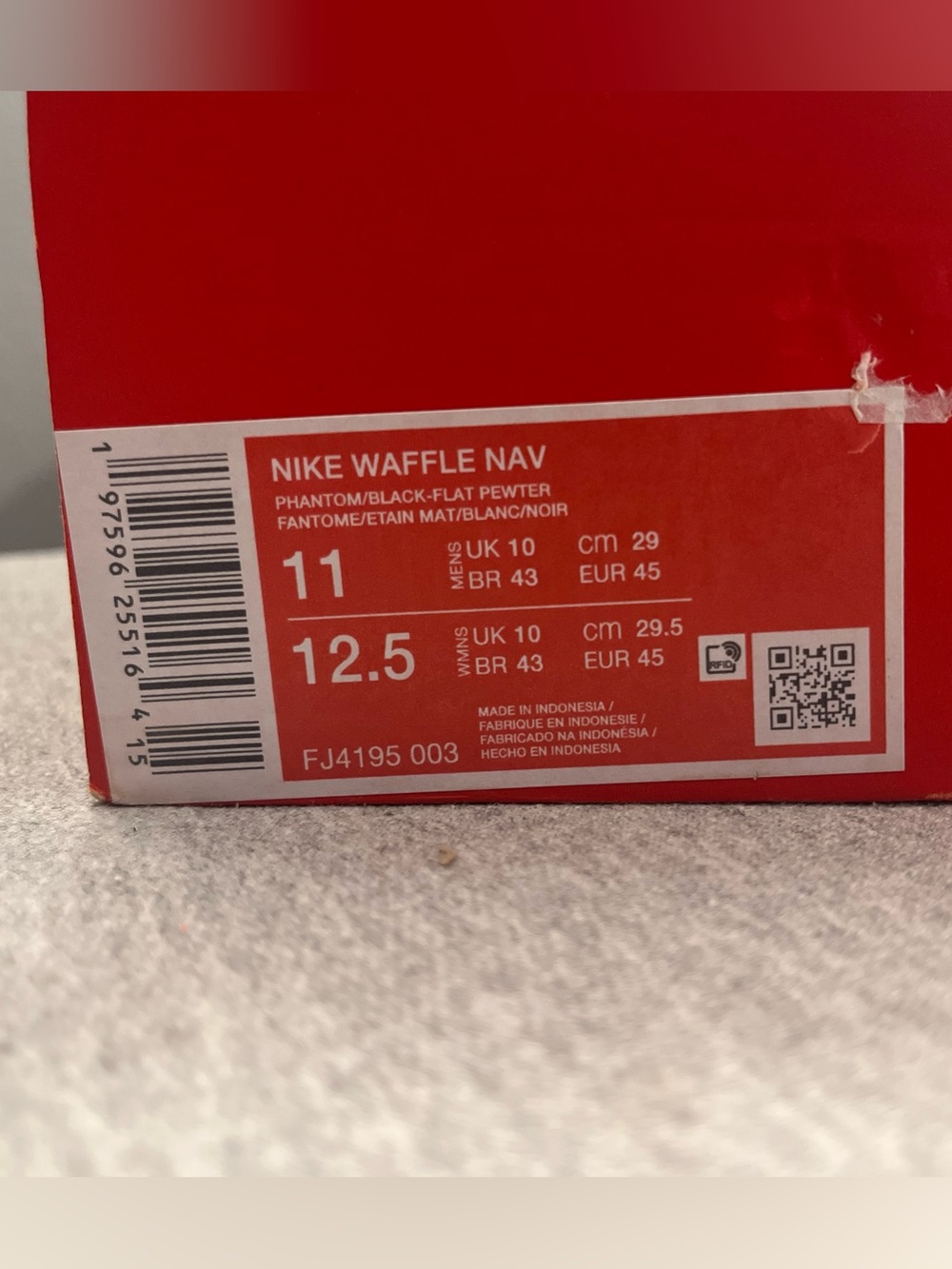 Nike Waffle Nav Phantom Black Flat Pewter White Men's Shoe Size 11 FJ4195-003 - Picture 11 of 12